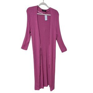 NWT Lane Bryant Pink Knit ribbed Cardigan duster open front sweater size 14/16